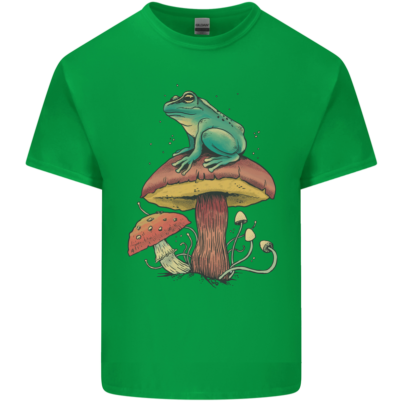 A Frog Sitting on a Mushroom Kids T-Shirt Childrens Irish Green