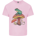 A Frog Sitting on a Mushroom Kids T-Shirt Childrens Light Pink