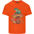 A Frog Sitting on a Mushroom Kids T-Shirt Childrens Orange