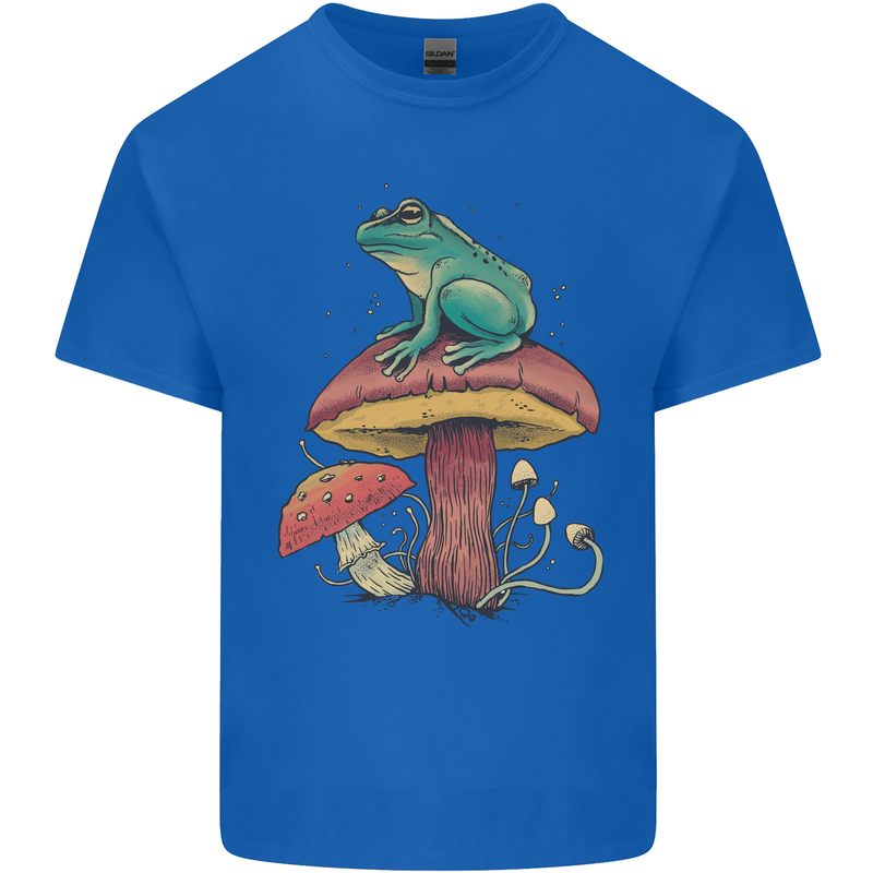 A Frog Sitting on a Mushroom Kids T-Shirt Childrens Royal Blue