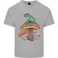 A Frog Sitting on a Mushroom Kids T-Shirt Childrens Sports Grey