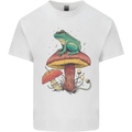 A Frog Sitting on a Mushroom Kids T-Shirt Childrens White