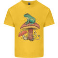 A Frog Sitting on a Mushroom Kids T-Shirt Childrens Yellow