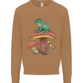 A Frog Sitting on a Mushroom Mens Sweatshirt Jumper Caramel Latte