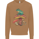 A Frog Sitting on a Mushroom Mens Sweatshirt Jumper Caramel Latte