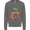 A Frog Sitting on a Mushroom Mens Sweatshirt Jumper Charcoal