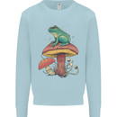 A Frog Sitting on a Mushroom Mens Sweatshirt Jumper Light Blue