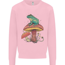 A Frog Sitting on a Mushroom Mens Sweatshirt Jumper Light Pink