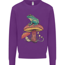A Frog Sitting on a Mushroom Mens Sweatshirt Jumper Purple