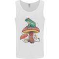 A Frog Sitting on a Mushroom Mens Vest Tank Top White