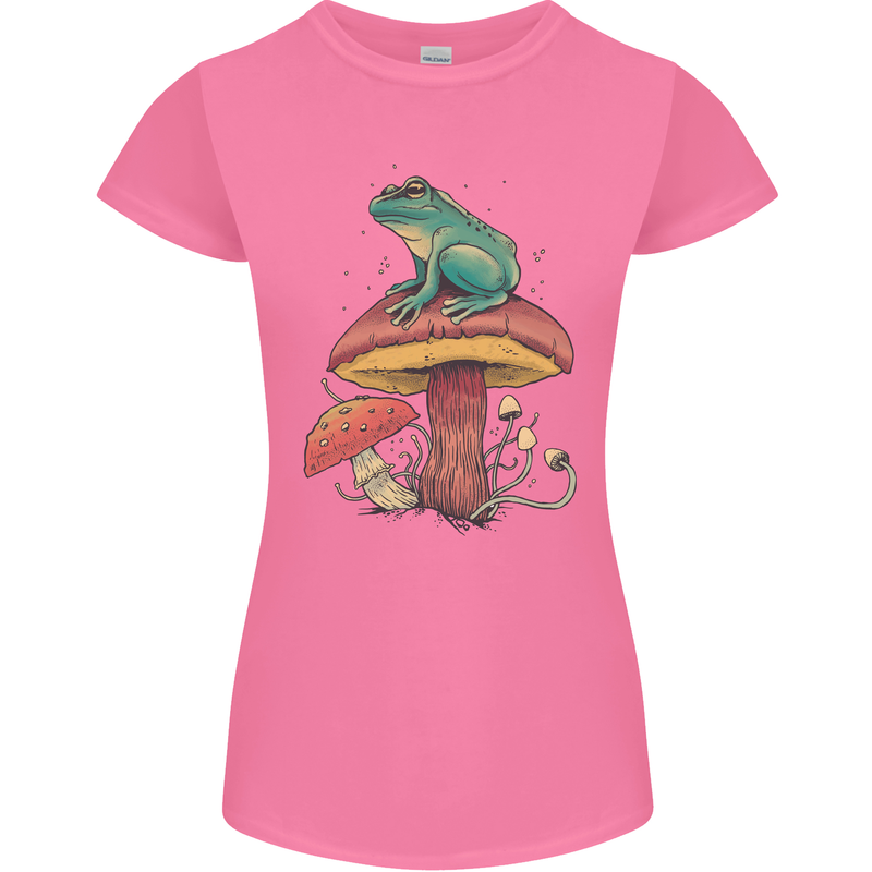A Frog Sitting on a Mushroom Womens Petite Cut T-Shirt Azalea