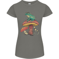 A Frog Sitting on a Mushroom Womens Petite Cut T-Shirt Charcoal