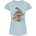 A Frog Sitting on a Mushroom Womens Petite Cut T-Shirt Light Blue
