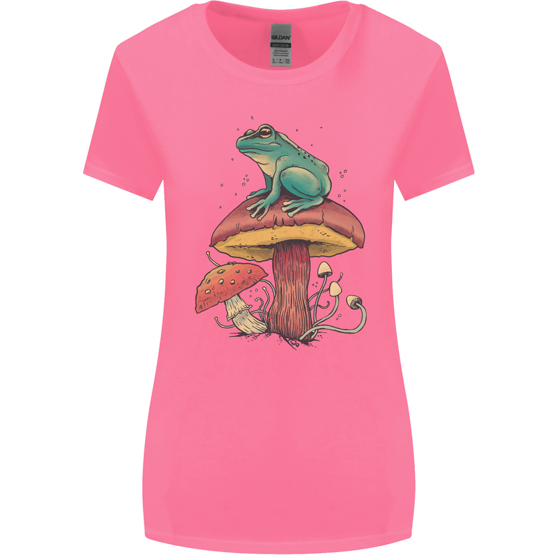 A Frog Sitting on a Mushroom Womens Wider Cut T-Shirt Azalea