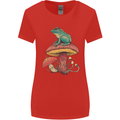 A Frog Sitting on a Mushroom Womens Wider Cut T-Shirt Red