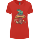 A Frog Sitting on a Mushroom Womens Wider Cut T-Shirt Red