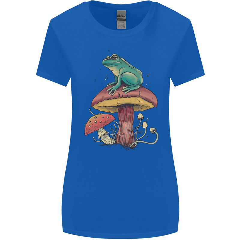 A Frog Sitting on a Mushroom Womens Wider Cut T-Shirt Royal Blue