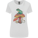 A Frog Sitting on a Mushroom Womens Wider Cut T-Shirt White
