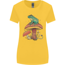A Frog Sitting on a Mushroom Womens Wider Cut T-Shirt Yellow
