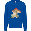 A Frog Under a Toadstool Umbrella Toad Kids Sweatshirt Jumper Royal Blue