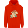 A Frog Under a Toadstool Umbrella Toad Mens 80% Cotton Hoodie Bright Red
