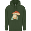 A Frog Under a Toadstool Umbrella Toad Mens 80% Cotton Hoodie Forest Green