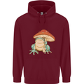 A Frog Under a Toadstool Umbrella Toad Mens 80% Cotton Hoodie Maroon