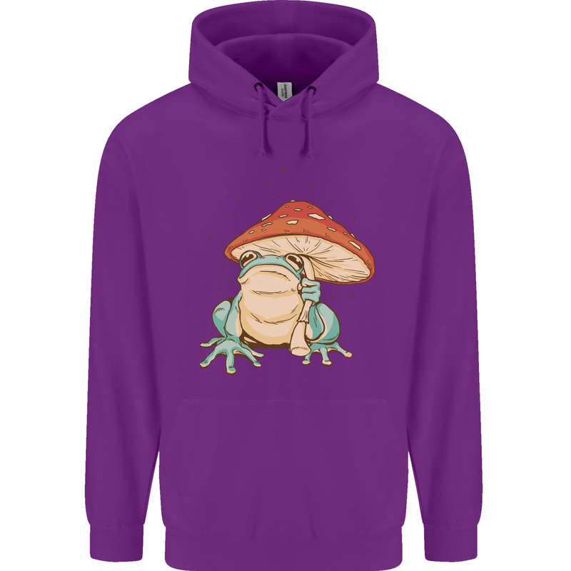 A Frog Under a Toadstool Umbrella Toad Mens 80% Cotton Hoodie Purple
