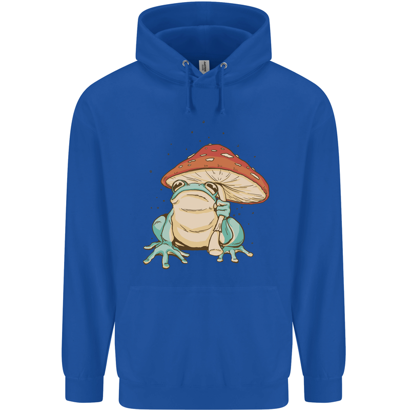 A Frog Under a Toadstool Umbrella Toad Mens 80% Cotton Hoodie Royal Blue