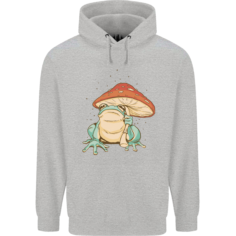 A Frog Under a Toadstool Umbrella Toad Mens 80% Cotton Hoodie Sports Grey