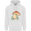 A Frog Under a Toadstool Umbrella Toad Mens 80% Cotton Hoodie White