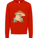 A Frog Under a Toadstool Umbrella Toad Mens Sweatshirt Jumper Bright Red