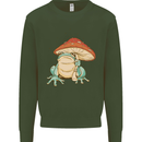 A Frog Under a Toadstool Umbrella Toad Mens Sweatshirt Jumper Forest Green