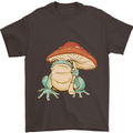 A Frog Under a Toadstool Umbrella Toad Mens T-Shirt Cotton Gildan Dark Chocolate
