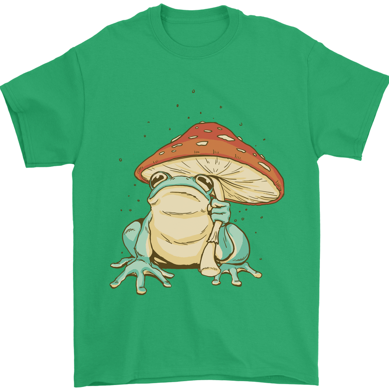 A Frog Under a Toadstool Umbrella Toad Mens T-Shirt Cotton Gildan Irish Green
