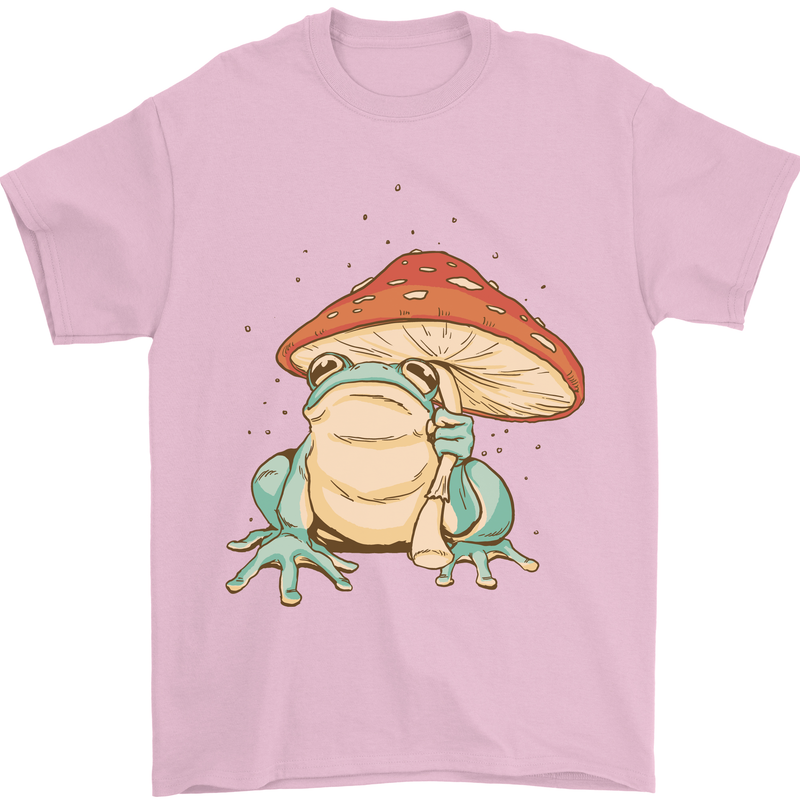 A Frog Under a Toadstool Umbrella Toad Mens T-Shirt Cotton Gildan Light Pink