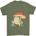 A Frog Under a Toadstool Umbrella Toad Mens T-Shirt Cotton Gildan Military Green