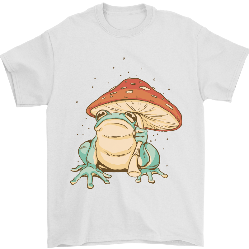 A Frog Under a Toadstool Umbrella Toad Mens T-Shirt Cotton Gildan White