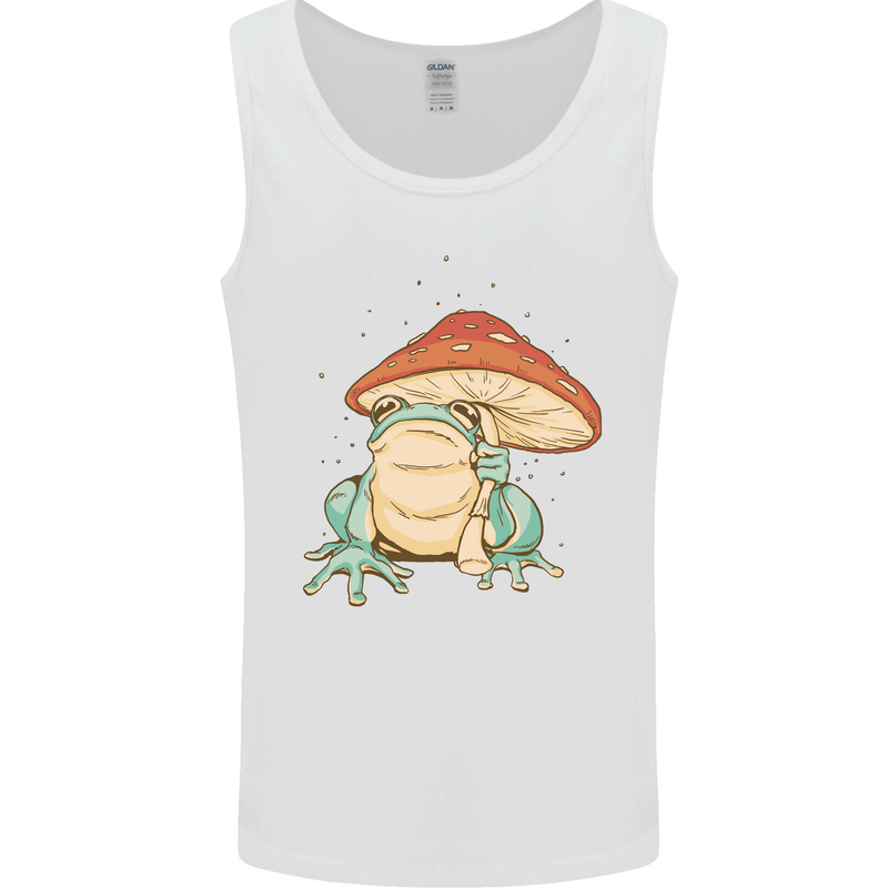 A Frog Under a Toadstool Umbrella Toad Mens Vest Tank Top White