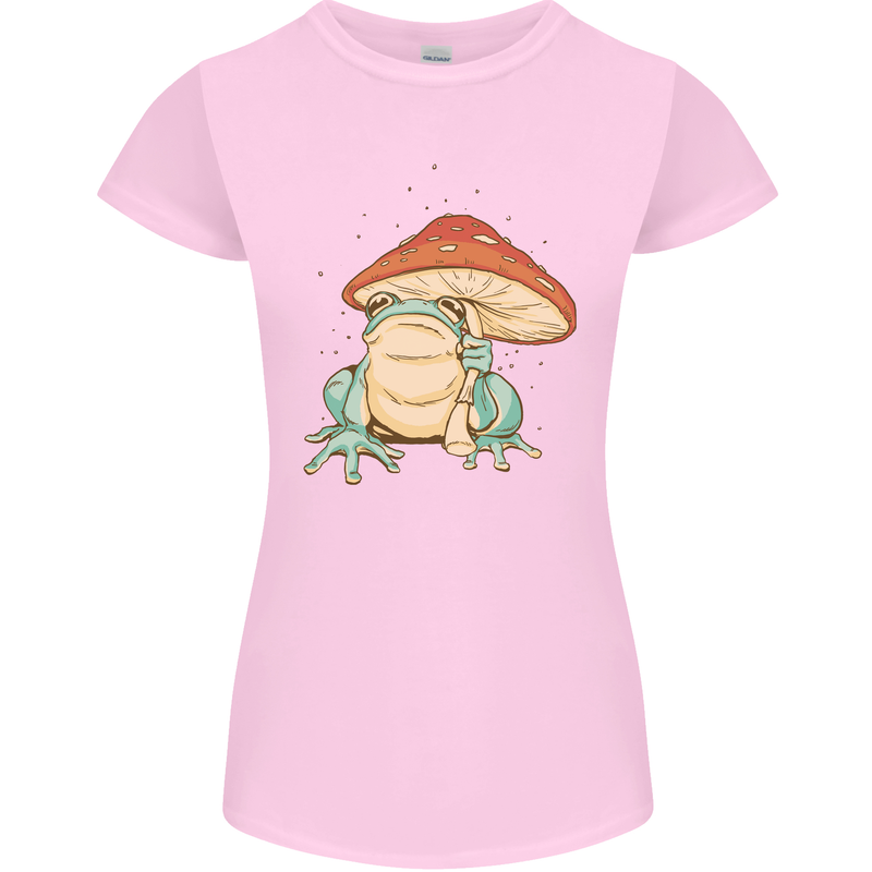 A Frog Under a Toadstool Umbrella Toad Womens Petite Cut T-Shirt Light Pink