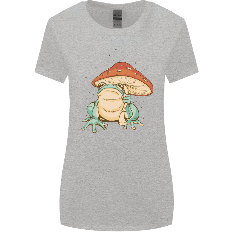 A Frog Under a Toadstool Umbrella Toad Womens Wider Cut T-Shirt Sports Grey