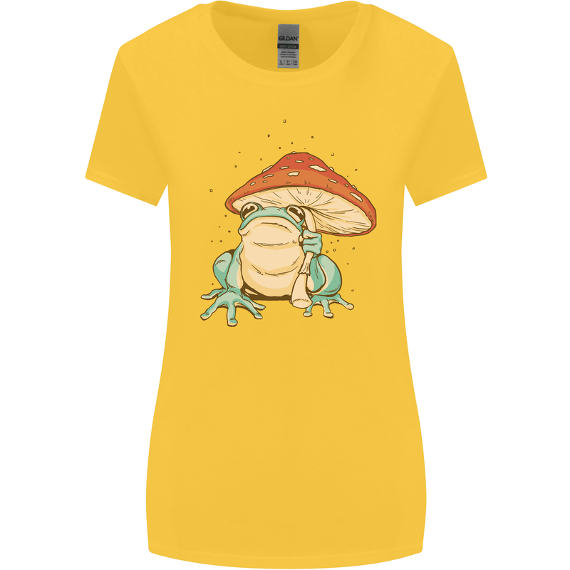 A Frog Under a Toadstool Umbrella Toad Womens Wider Cut T-Shirt Yellow