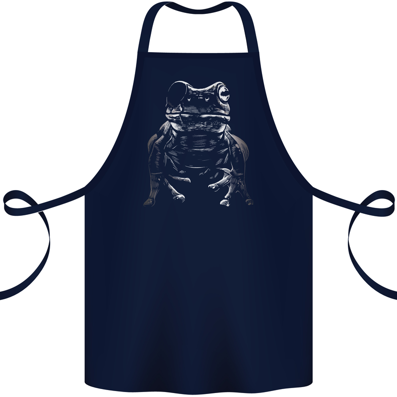 A Frog With an Eyepatch Cotton Apron 100% Organic Navy Blue