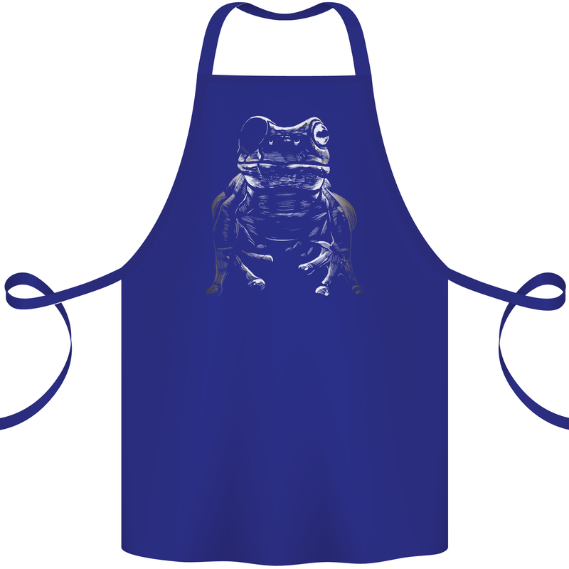 A Frog With an Eyepatch Cotton Apron 100% Organic Royal Blue