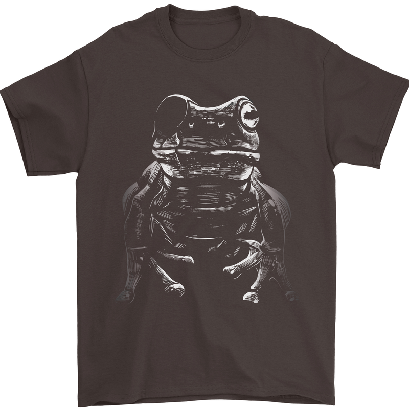 A Frog With an Eyepatch Mens T-Shirt Cotton Gildan Dark Chocolate