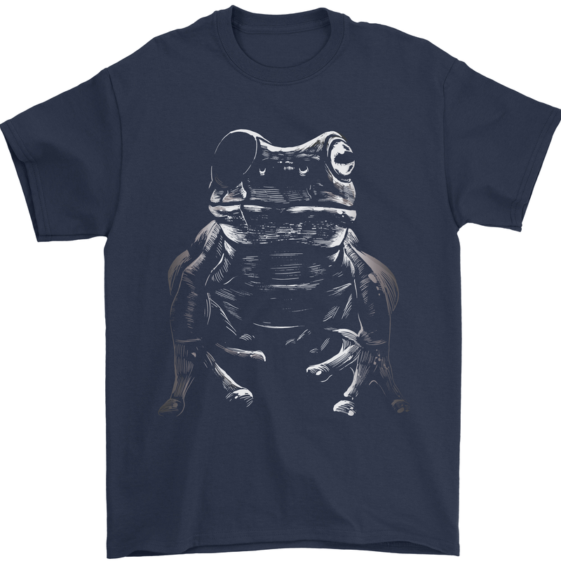 A Frog With an Eyepatch Mens T-Shirt Cotton Gildan Navy Blue