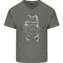 A Frog With an Eyepatch Mens V-Neck Cotton T-Shirt Charcoal