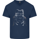 A Frog With an Eyepatch Mens V-Neck Cotton T-Shirt Navy Blue