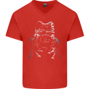 A Frog With an Eyepatch Mens V-Neck Cotton T-Shirt Red