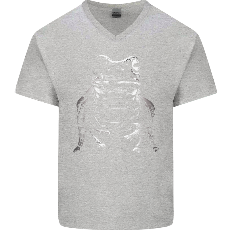 A Frog With an Eyepatch Mens V-Neck Cotton T-Shirt Sports Grey